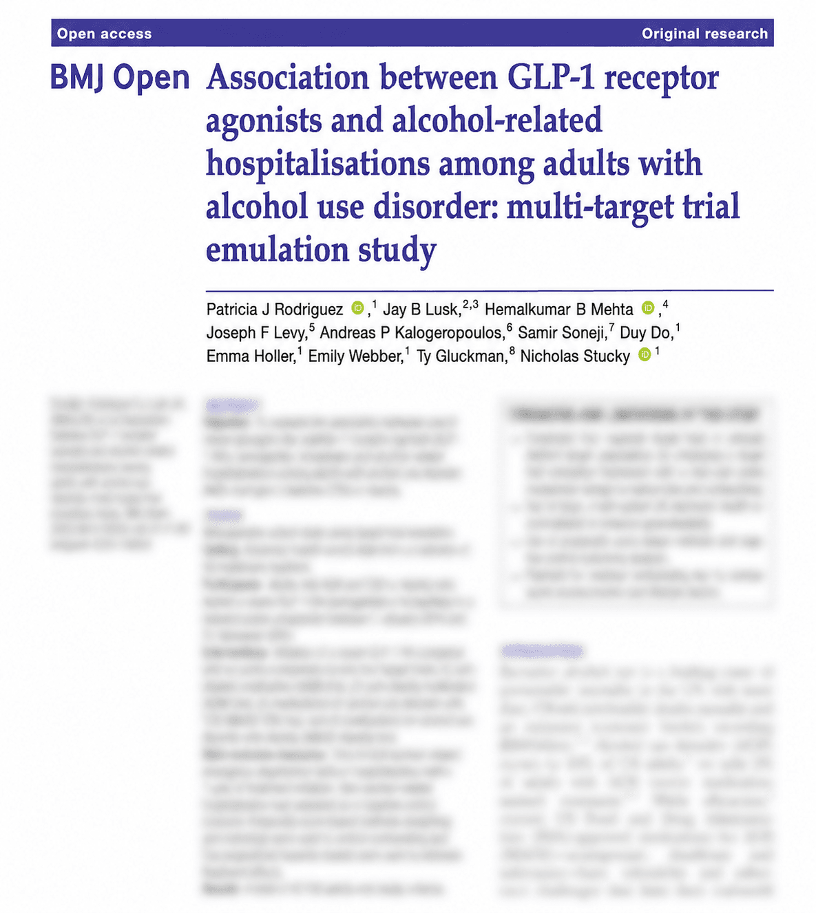 Rodriguez et al. 2026, BMJ Open — GLP-1 receptor agonists and alcohol-related hospitalisations